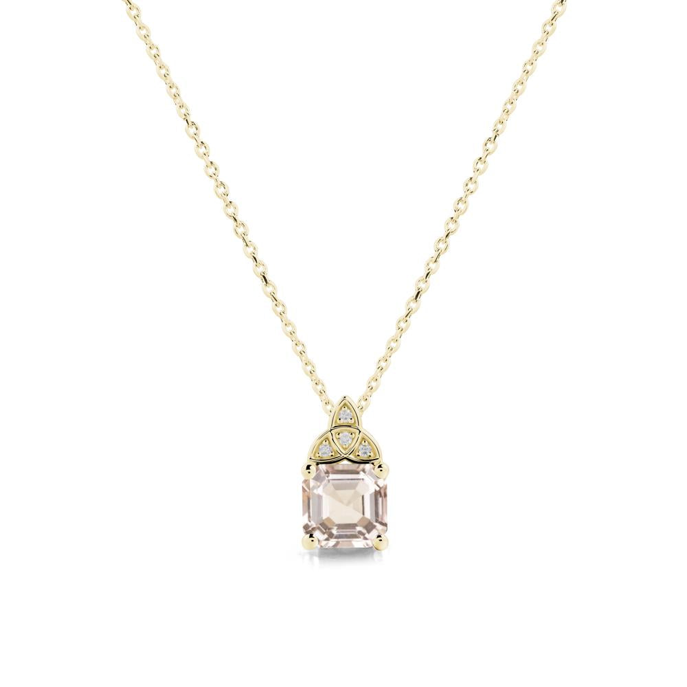 Celtic Knot Asscher Cut Morganite Necklace - LUO Jewelry #metal_18k yellow gold