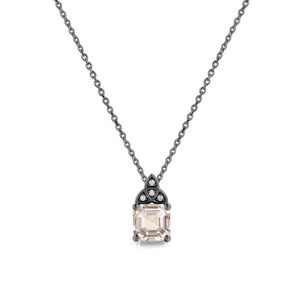 Celtic Knot Asscher Cut Morganite Necklace - LUO Jewelry #metal_black finish sterling silver