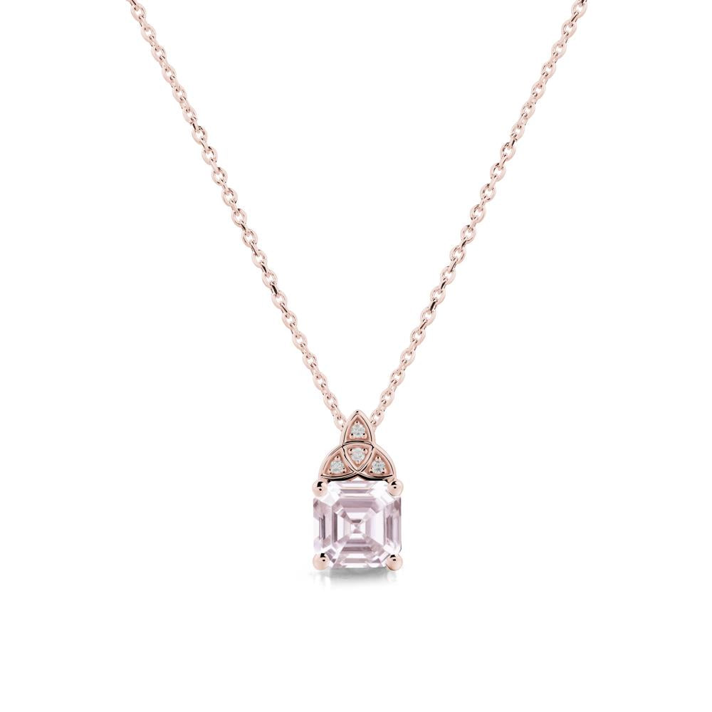Asscher Cut Pink Cubic Zirconia Necklace with Celtic Knot - LUO Jewelry #metal_18k rose gold