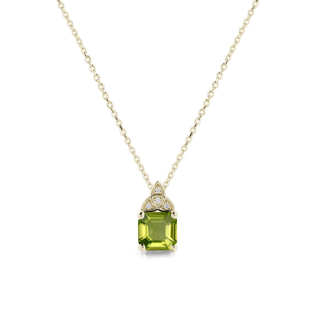 Celtic Knot Asscher Cut Peridot Necklace - LUO Jewelry #metal_14k yellow gold