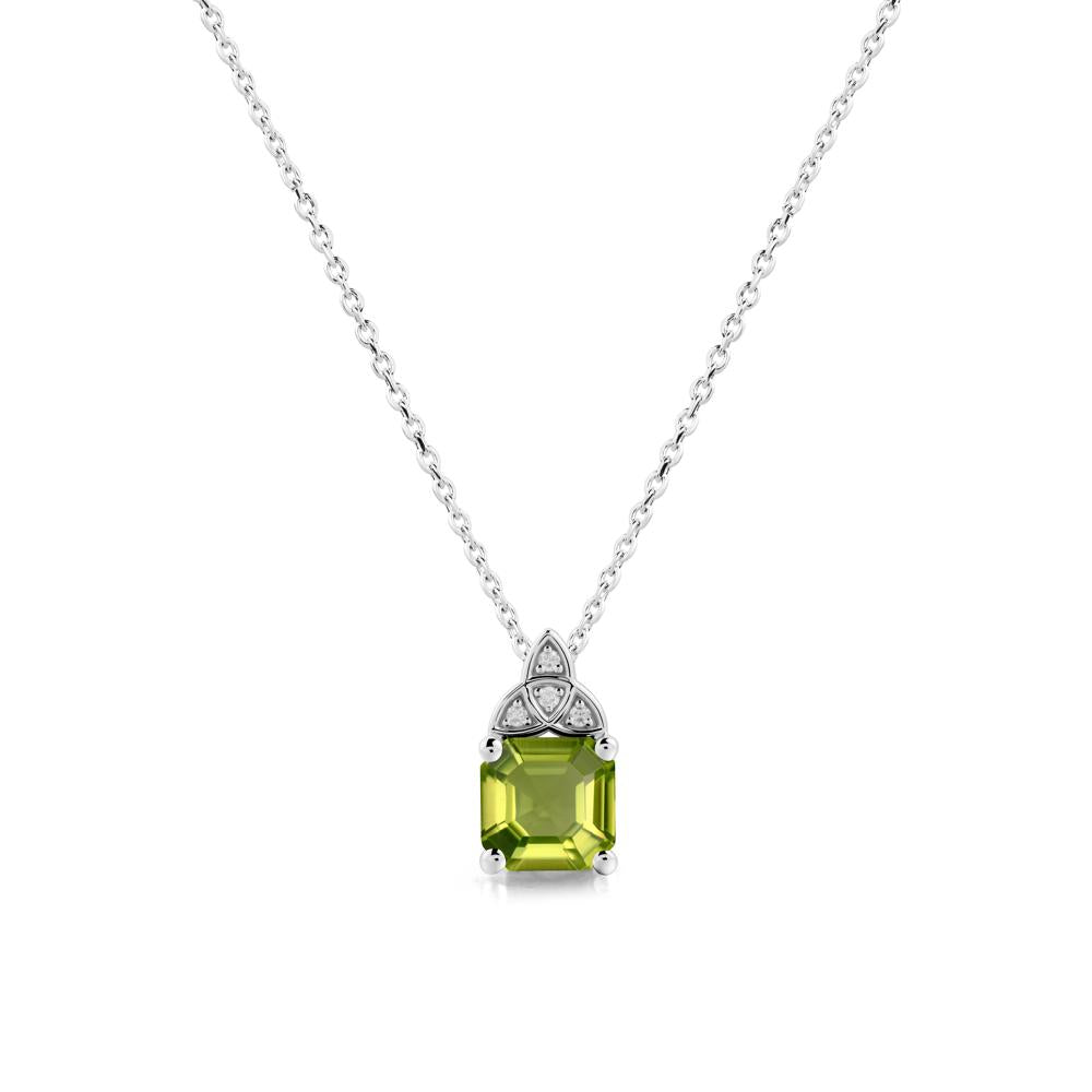 Celtic Knot Asscher Cut Peridot Necklace - LUO Jewelry #metal_sterling silver