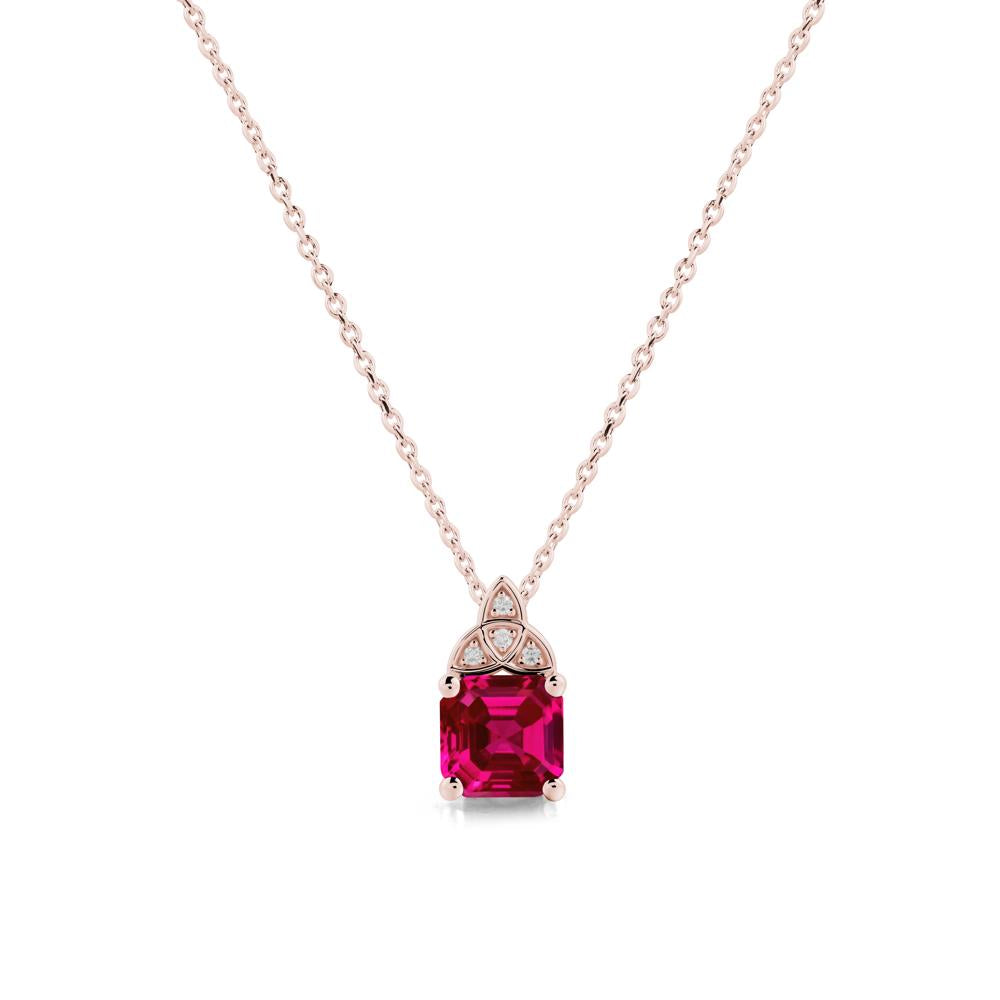 Celtic Knot Asscher Cut Ruby Necklace - LUO Jewelry #metal_18k rose gold