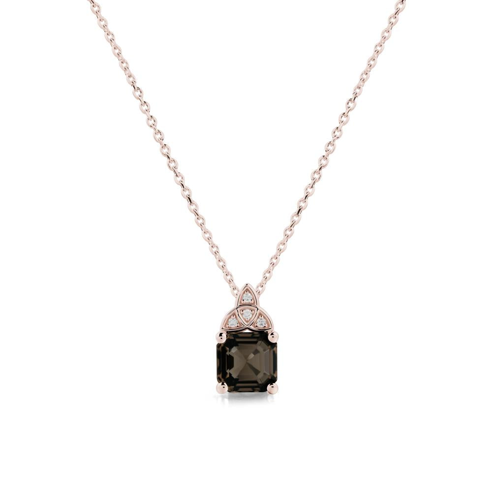 Celtic Knot Asscher Cut Smoky Quartz Necklace - LUO Jewelry #metal_14k rose gold