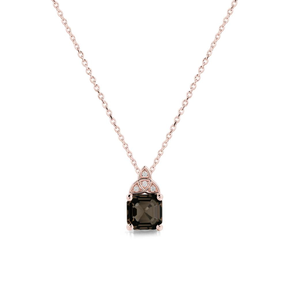 Celtic Knot Asscher Cut Smoky Quartz Necklace - LUO Jewelry #metal_18k rose gold