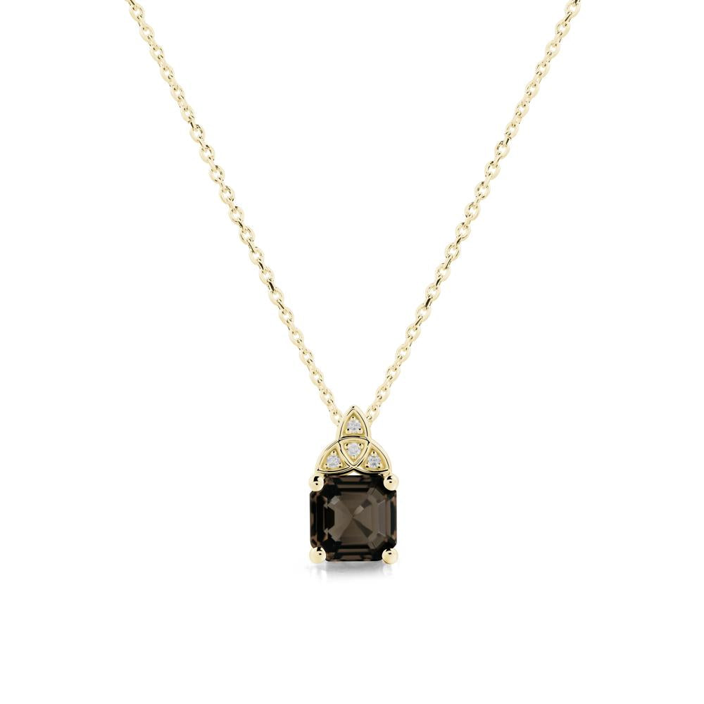 Celtic Knot Asscher Cut Smoky Quartz Necklace - LUO Jewelry #metal_18k yellow gold