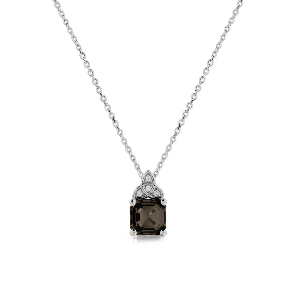 Celtic Knot Asscher Cut Smoky Quartz Necklace - LUO Jewelry #metal_platinum