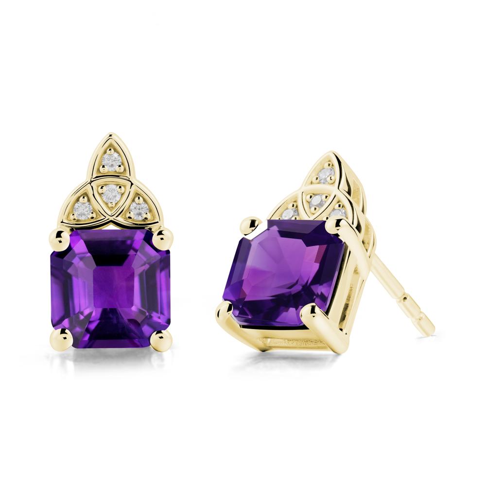 Asscher Cut Amethyst Celtic Knot Earrings - LUO Jewelry #metal_18k yellow gold