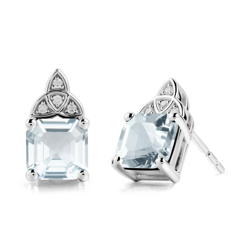 Celtic Knot Asscher Cut Aquamarine Earrings - LUO Jewelry #metal_sterling silver