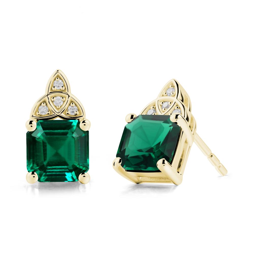 Celtic Knot Asscher Cut Emerald Earrings - LUO Jewelry #metal_18k yellow gold