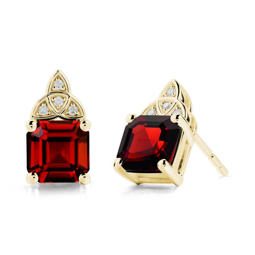 Asscher Cut Garnet Celtic Knot Earrings - LUO Jewelry #metal_18k yellow gold