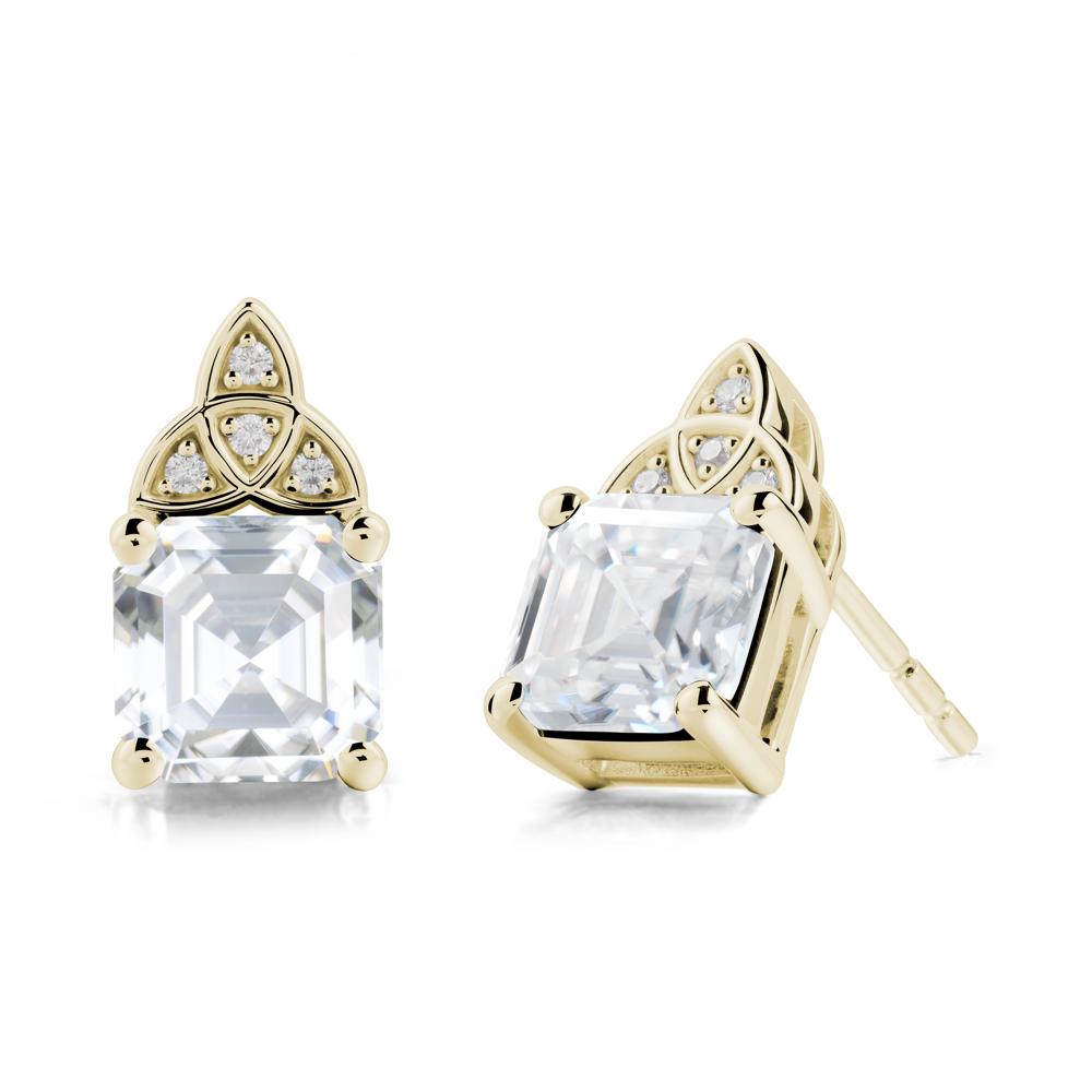 Asscher Cut Moissanite Celtic Knot Earrings - LUO Jewelry #metal_14k yellow gold