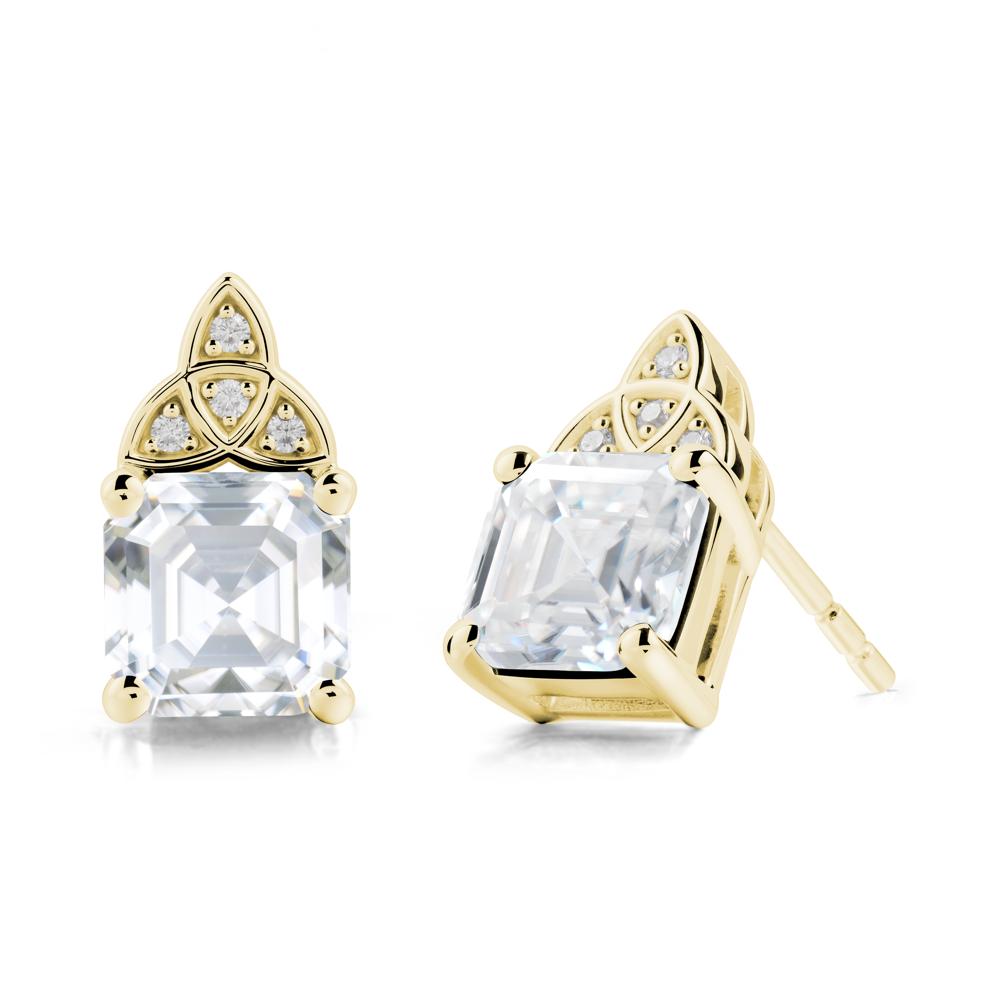 Asscher Cut Moissanite Celtic Knot Earrings - LUO Jewelry #metal_18k yellow gold