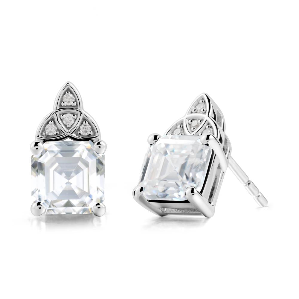 Asscher Cut Moissanite Celtic Knot Earrings - LUO Jewelry #metal_sterling silver