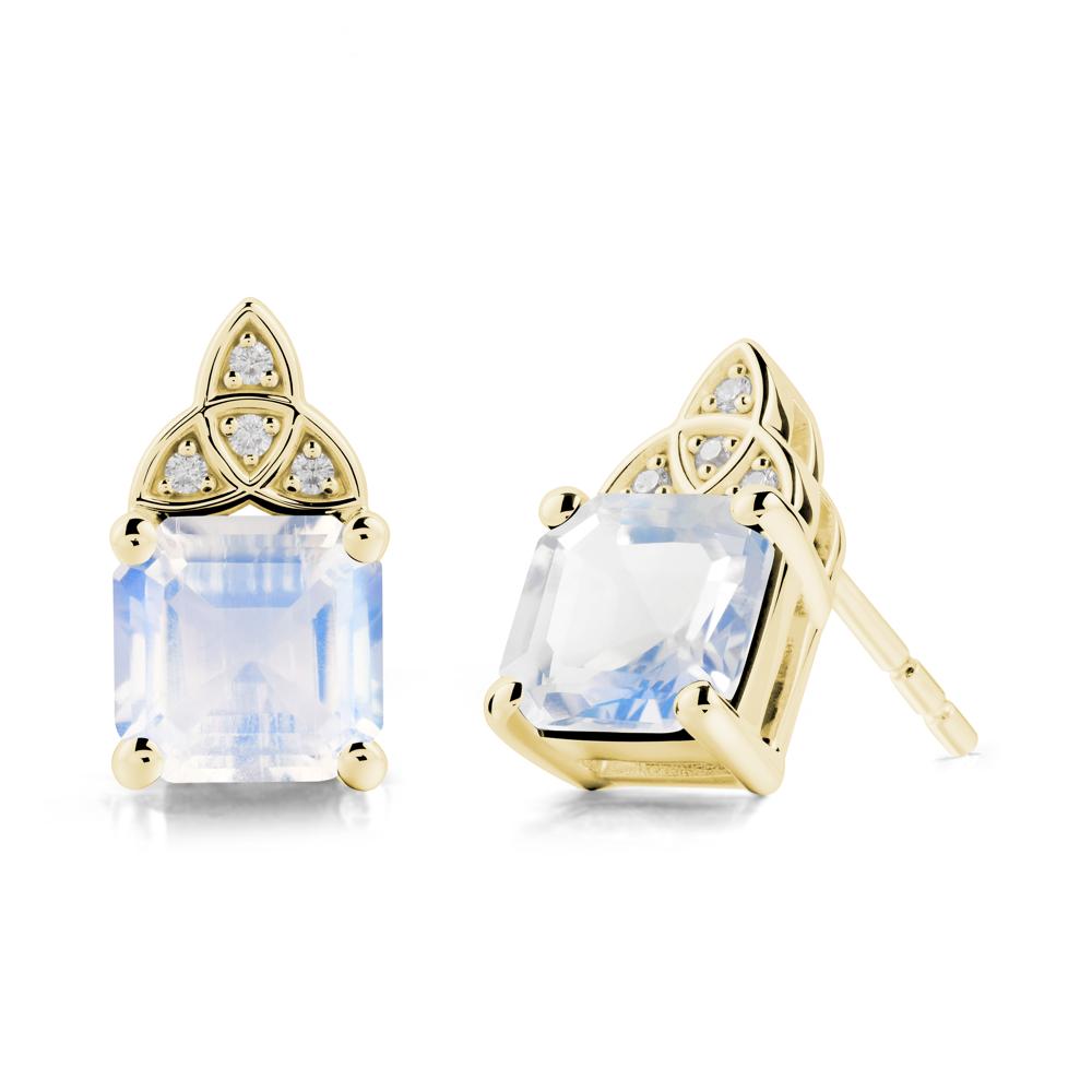 Celtic Knot Asscher Cut Moonstone Earrings - LUO Jewelry #metal_18k yellow gold