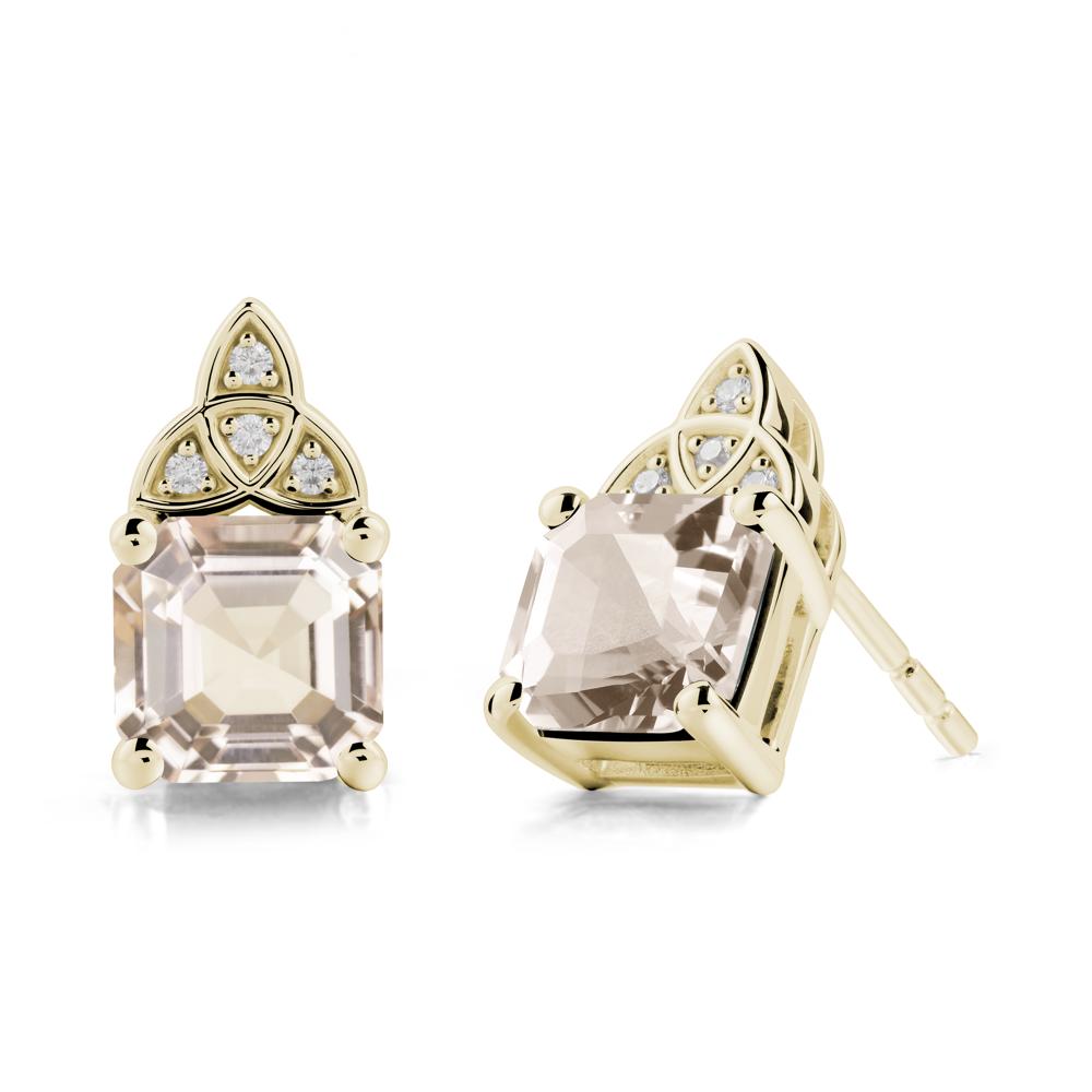 Asscher Cut Morganite Celtic Knot Earrings - LUO Jewelry #metal_14k yellow gold