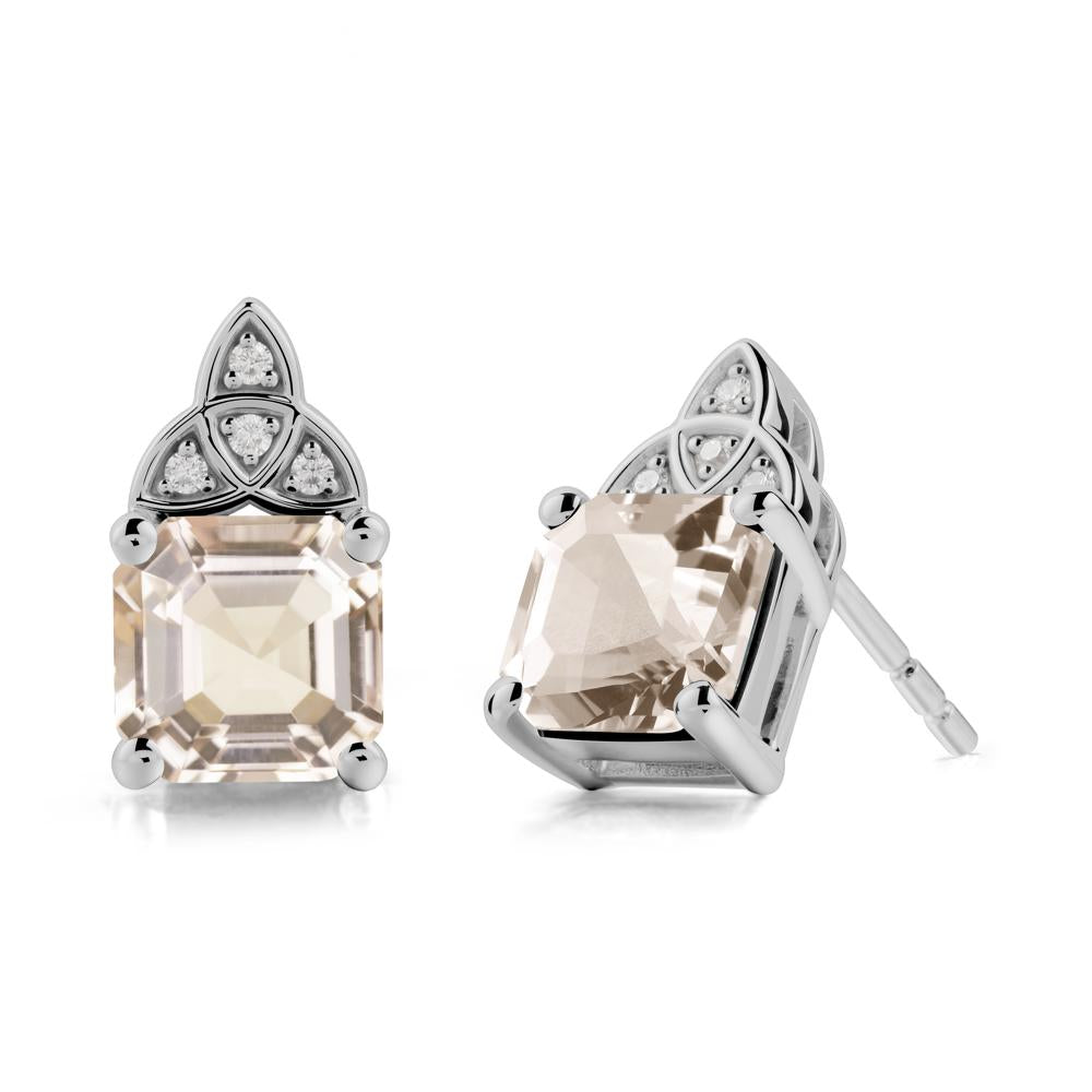 Asscher Cut Morganite Celtic Knot Earrings - LUO Jewelry #metal_platinum