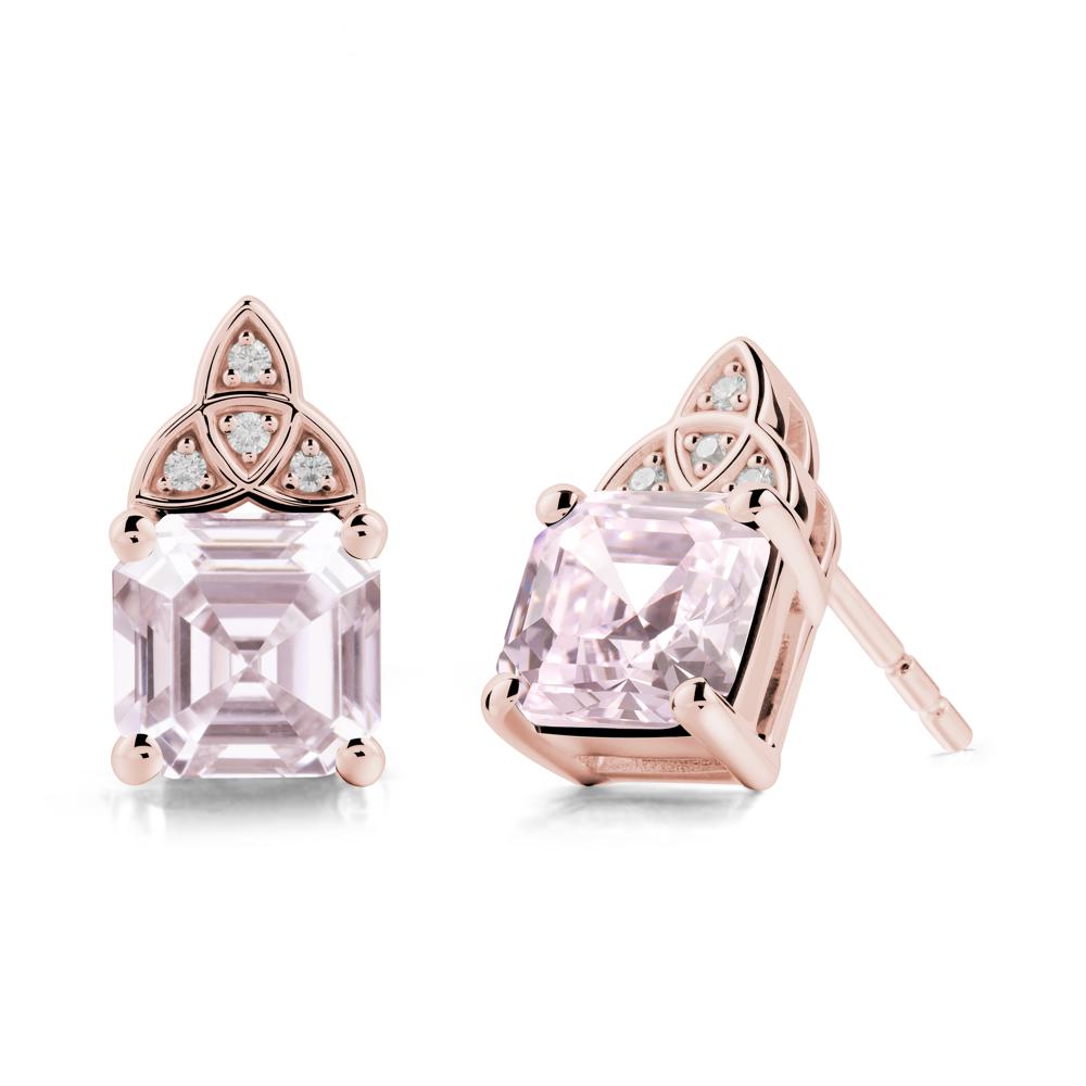 Celtic Knot Asscher Cut Pink Cubic Zirconia Earrings - LUO Jewelry #metal_18k rose gold