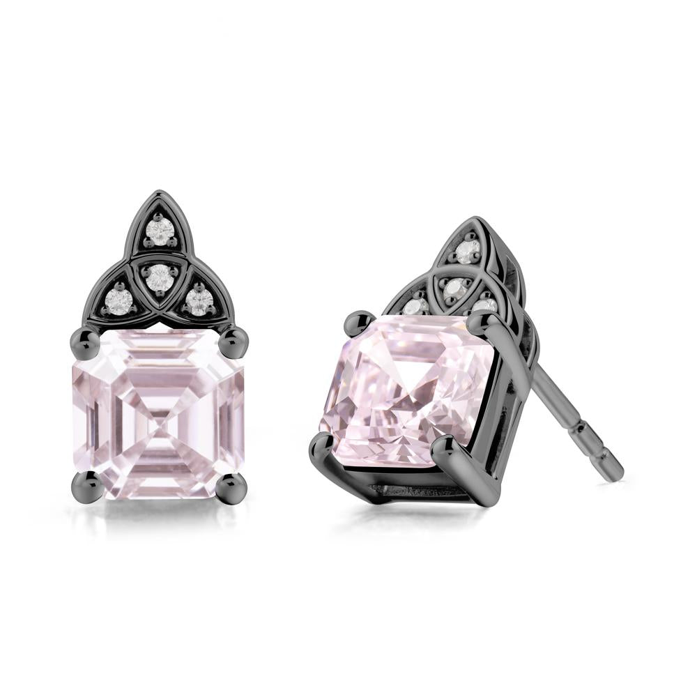 Celtic Knot Asscher Cut Pink Cubic Zirconia Earrings - LUO Jewelry #metal_black finish sterling silver