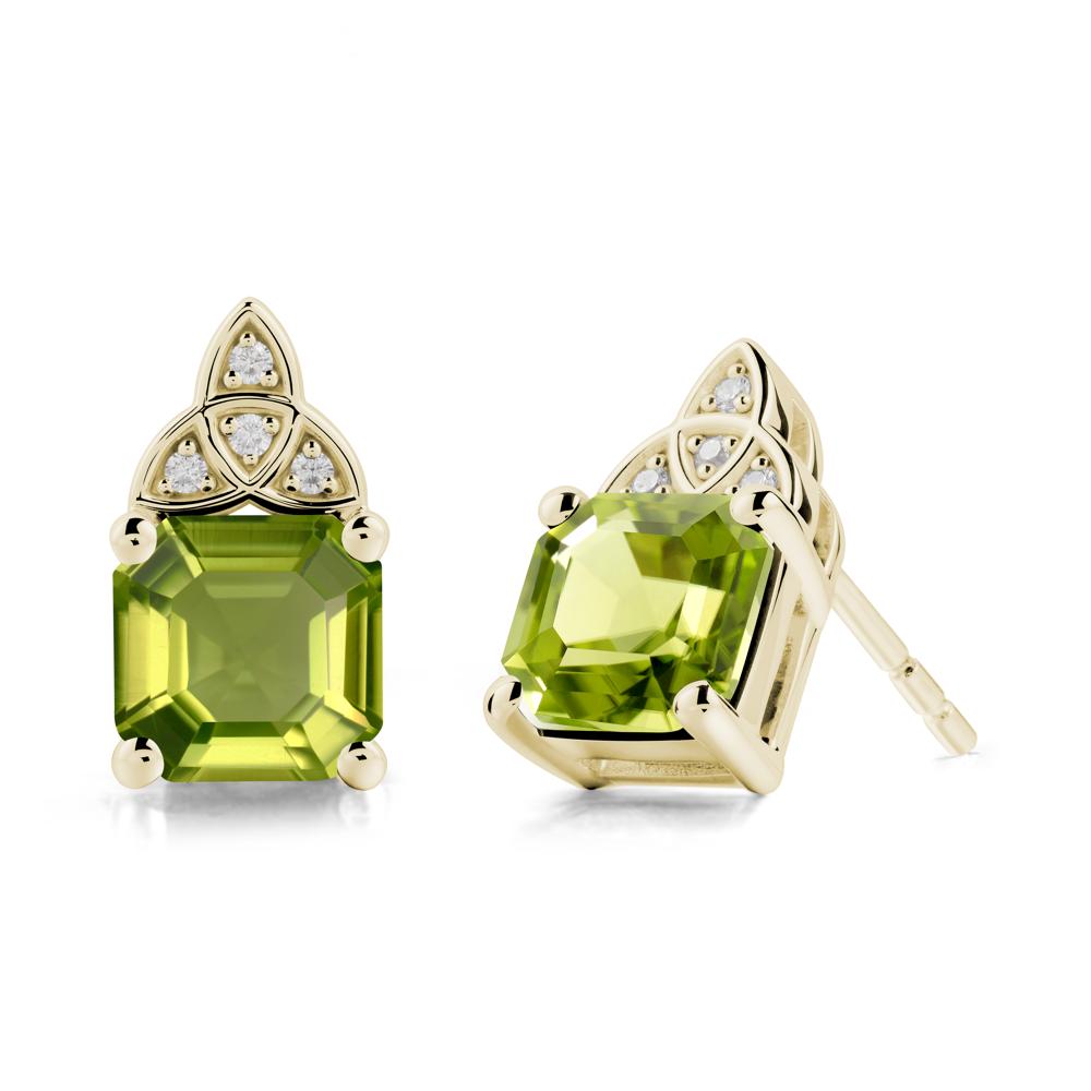 Asscher Cut Peridot Celtic Knot Earrings - LUO Jewelry #metal_14k yellow gold