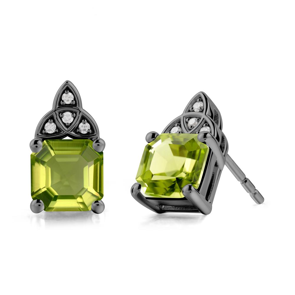 Asscher Cut Peridot Celtic Knot Earrings - LUO Jewelry #metal_black finish sterling silver