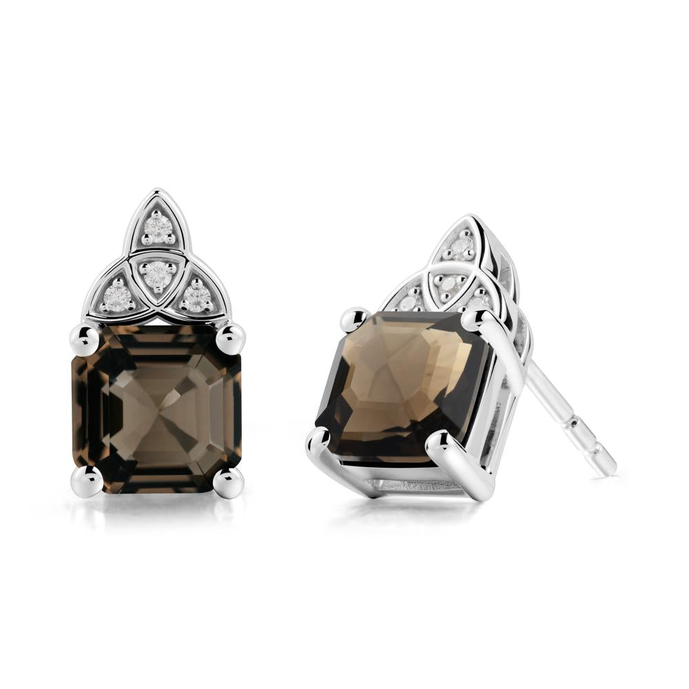 Asscher Cut Smoky Quartz Celtic Knot Earrings - LUO Jewelry #metal_sterling silver
