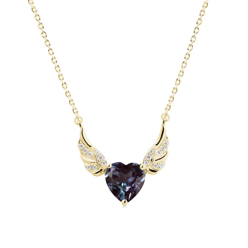 Winged Heart Shaped Alexandrite Pendant - LUO Jewelry #metal_18k yellow gold