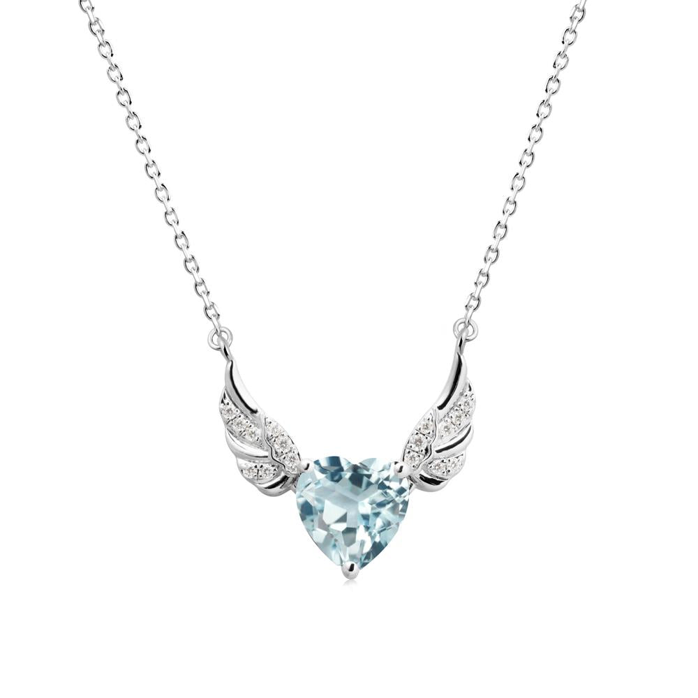 Winged Heart Shaped Aquamarine Pendant - LUO Jewelry #metal_sterling silver