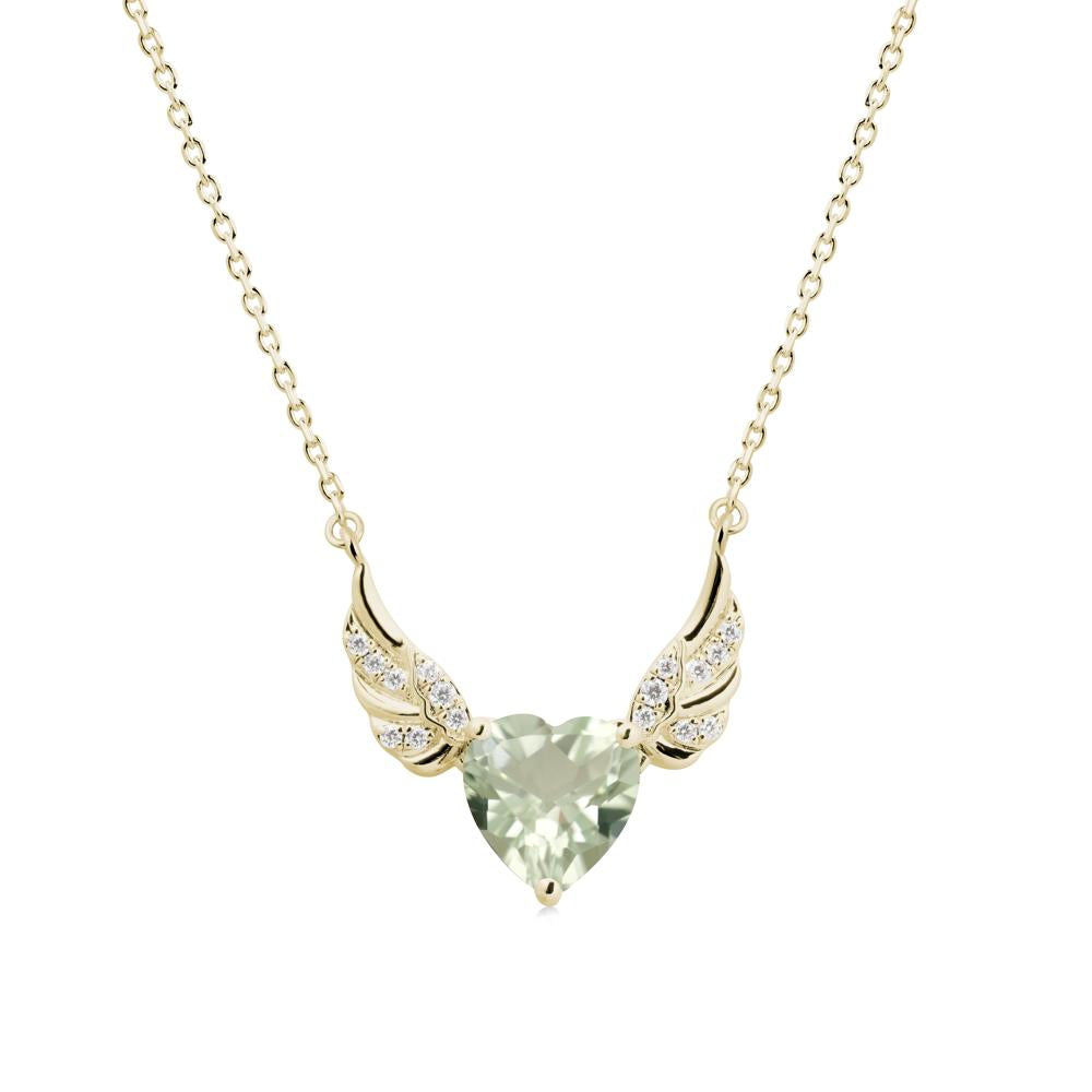 Winged Heart Shaped Green Amethyst Pendant - LUO Jewelry #metal_14k yellow gold