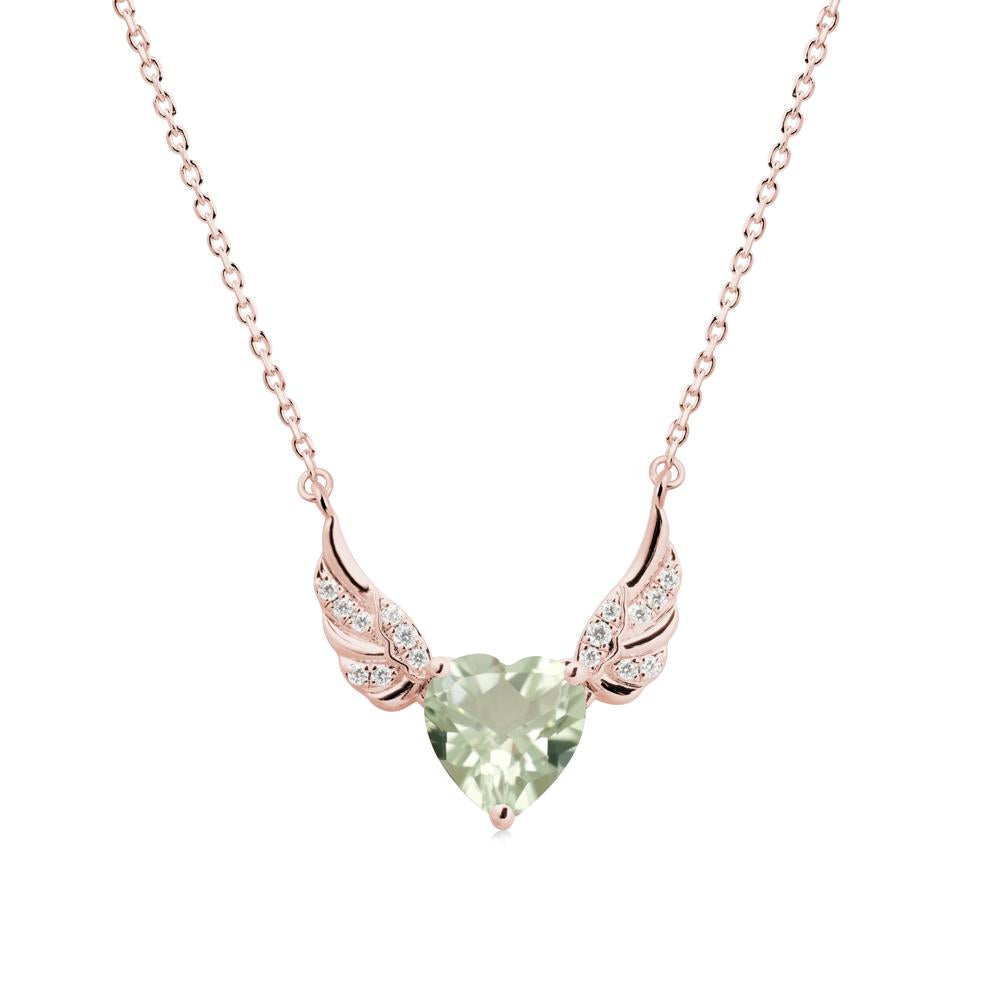 Winged Heart Shaped Green Amethyst Pendant - LUO Jewelry #metal_18k rose gold