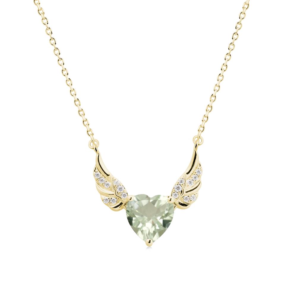 Winged Heart Shaped Green Amethyst Pendant - LUO Jewelry #metal_18k yellow gold