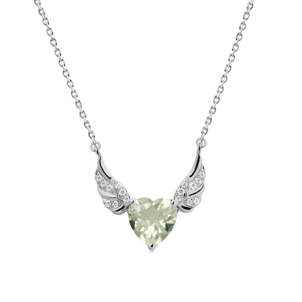 Winged Heart Shaped Green Amethyst Pendant - LUO Jewelry #metal_platinum
