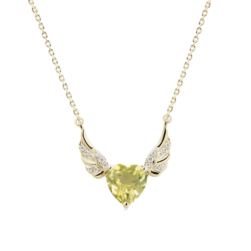 Winged Heart Shaped Lemon Quartz Pendant - LUO Jewelry #metal_14k yellow gold
