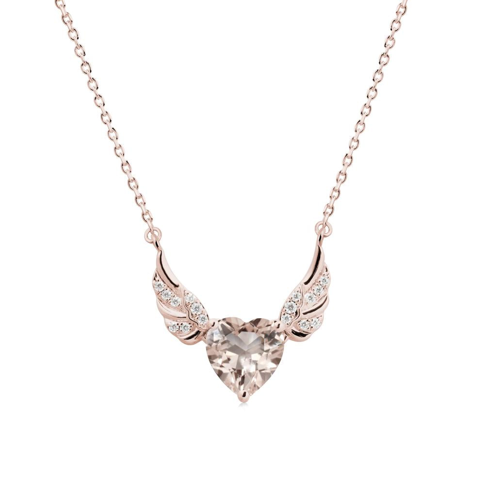 Winged Heart Shaped Morganite Pendant - LUO Jewelry #metal_14k rose gold