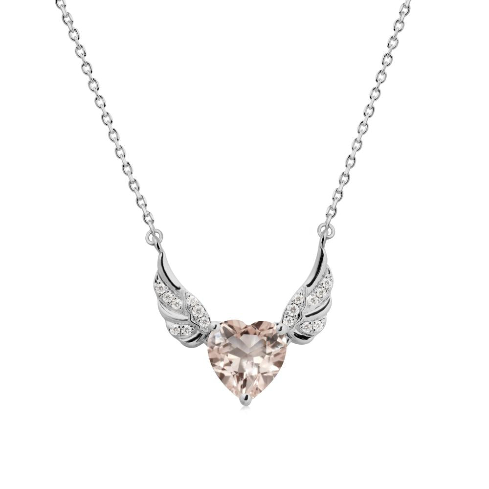 Winged Heart Shaped Morganite Pendant - LUO Jewelry #metal_platinum