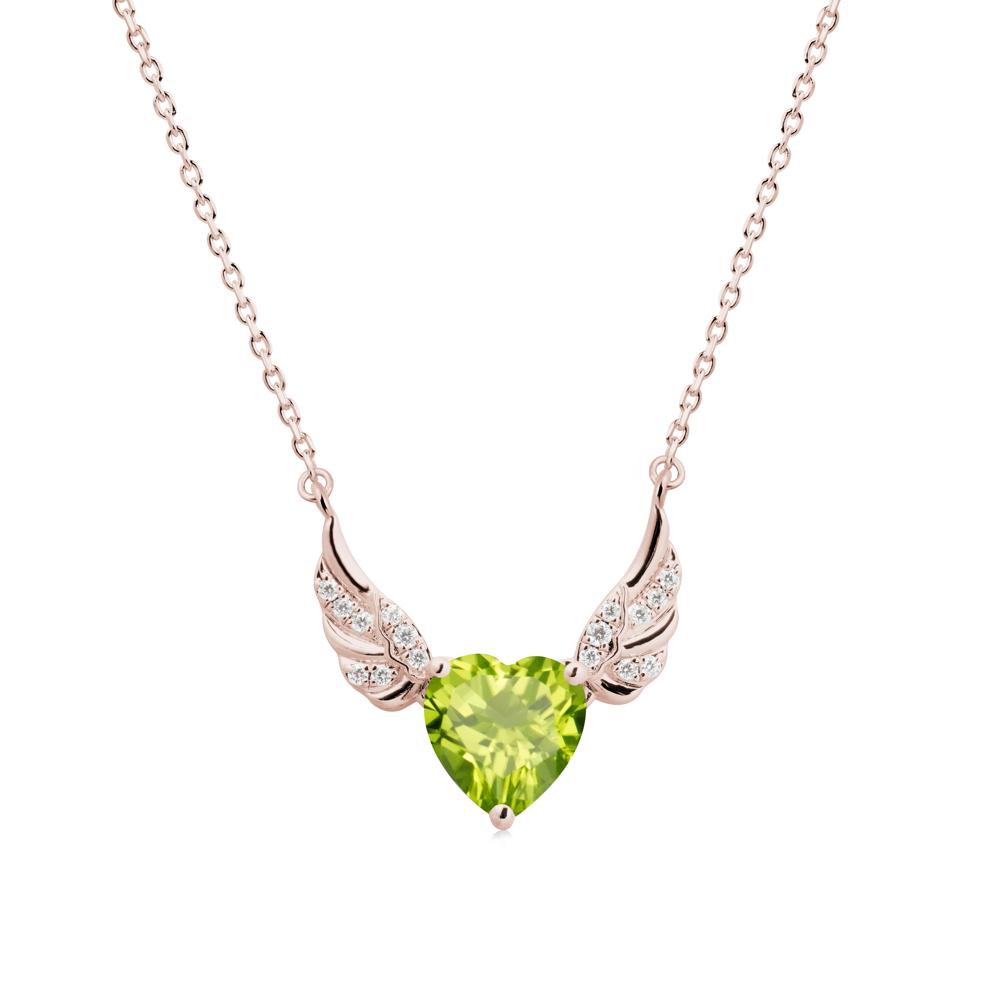 Winged Heart Shaped Peridot Pendant - LUO Jewelry #metal_14k rose gold