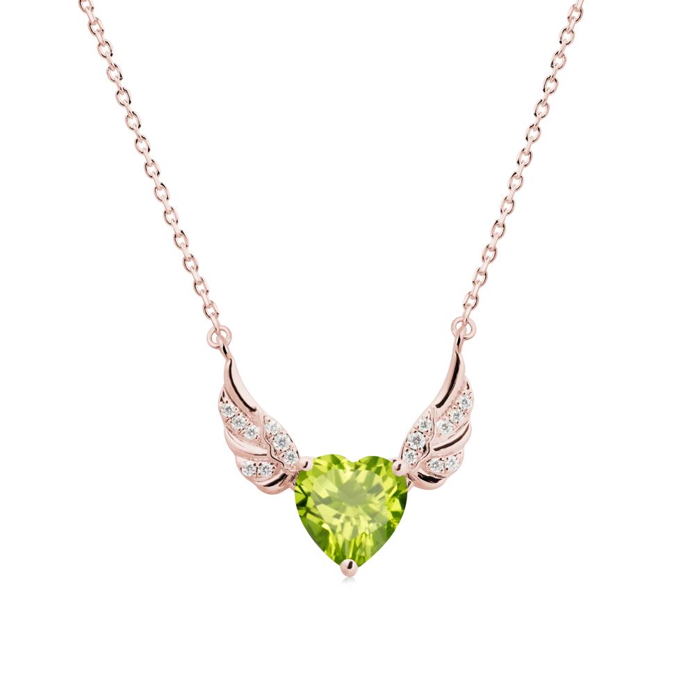 Winged Heart Shaped Peridot Pendant - LUO Jewelry #metal_18k rose gold