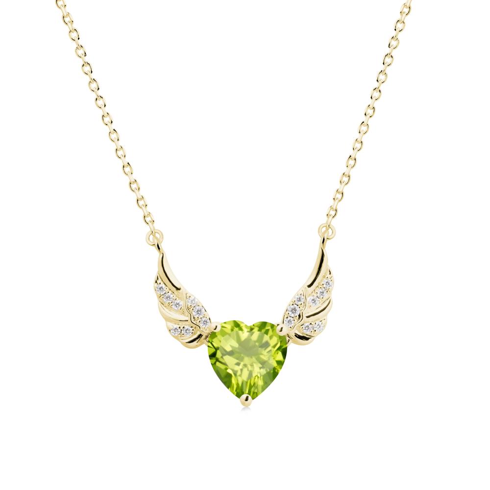 Winged Heart Shaped Peridot Pendant - LUO Jewelry #metal_18k yellow gold