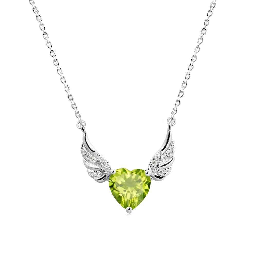 Winged Heart Shaped Peridot Pendant - LUO Jewelry #metal_sterling silver