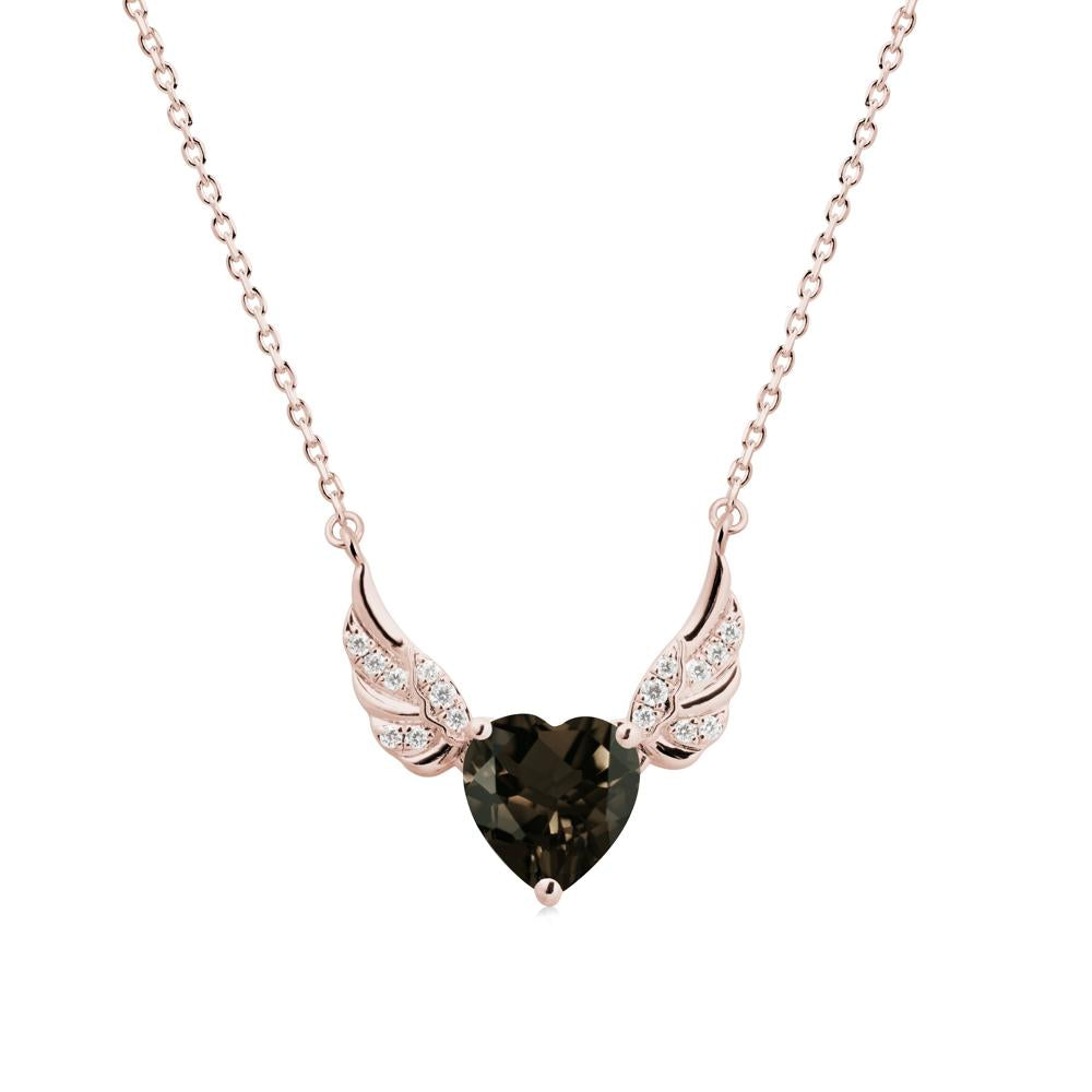 Winged Heart Shaped Smoky Quartz Pendant - LUO Jewelry #metal_14k rose gold