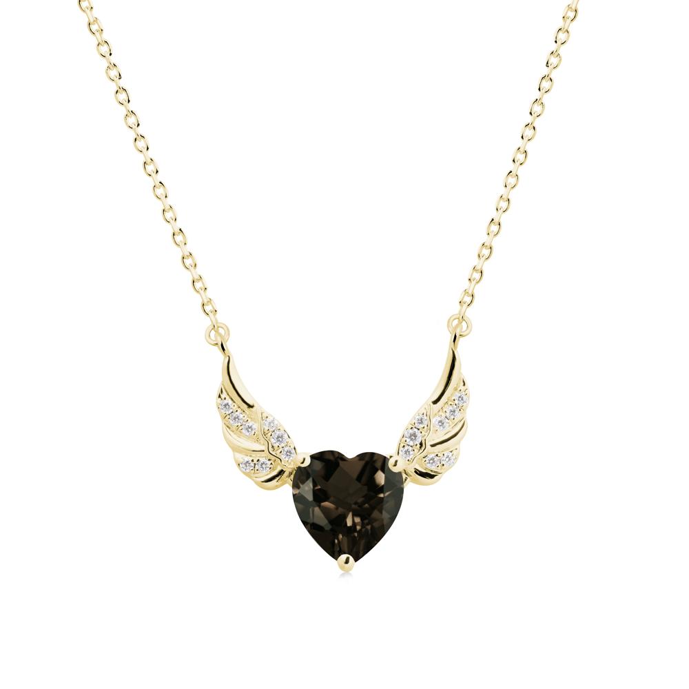 Winged Heart Shaped Smoky Quartz Pendant - LUO Jewelry #metal_18k yellow gold