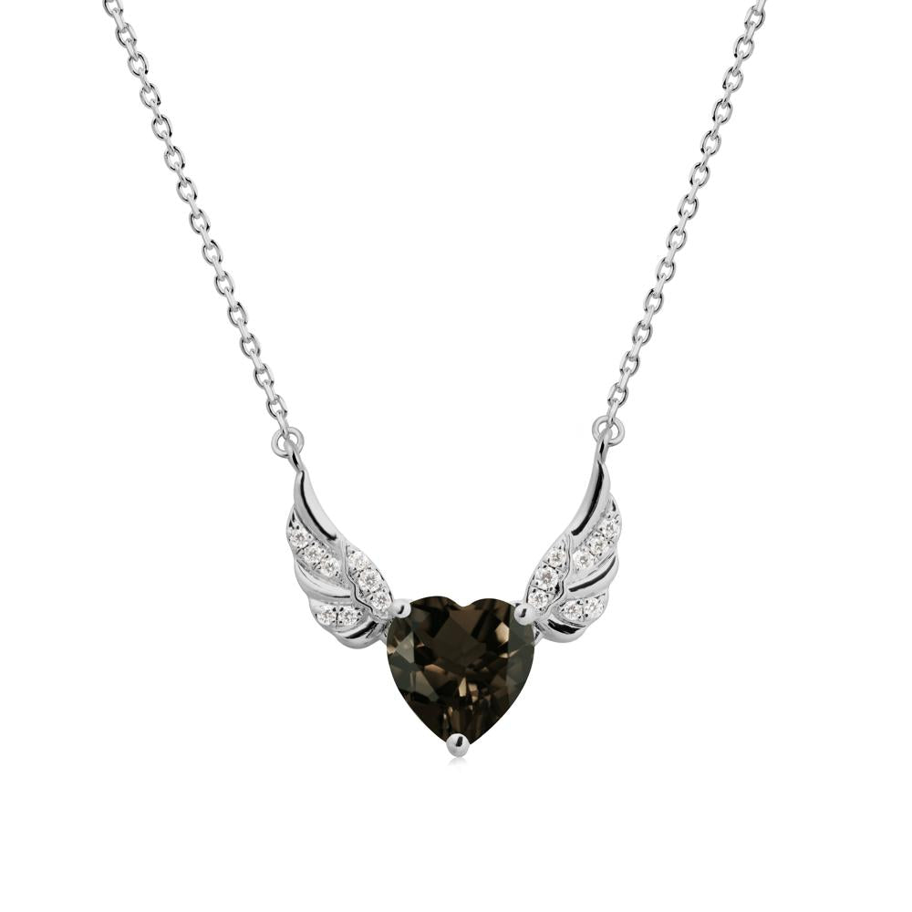 Winged Heart Shaped Smoky Quartz Pendant - LUO Jewelry #metal_platinum