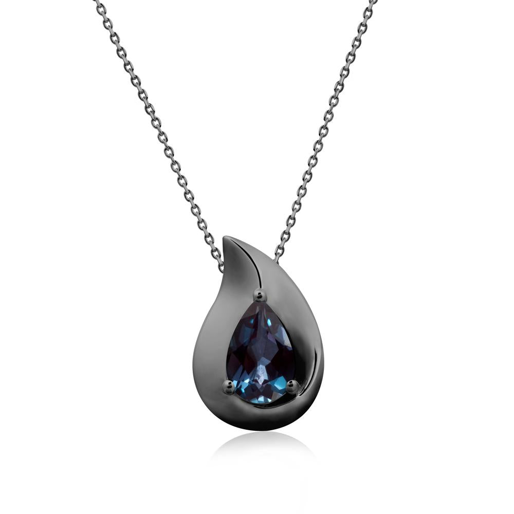Simple Teardrop Alexandrite Pendant - LUO Jewelry #metal_black finish sterling silver