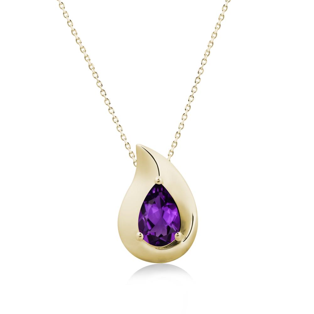 Simple Teardrop Amethyst Necklace - LUO Jewelry #metal_14k yellow gold