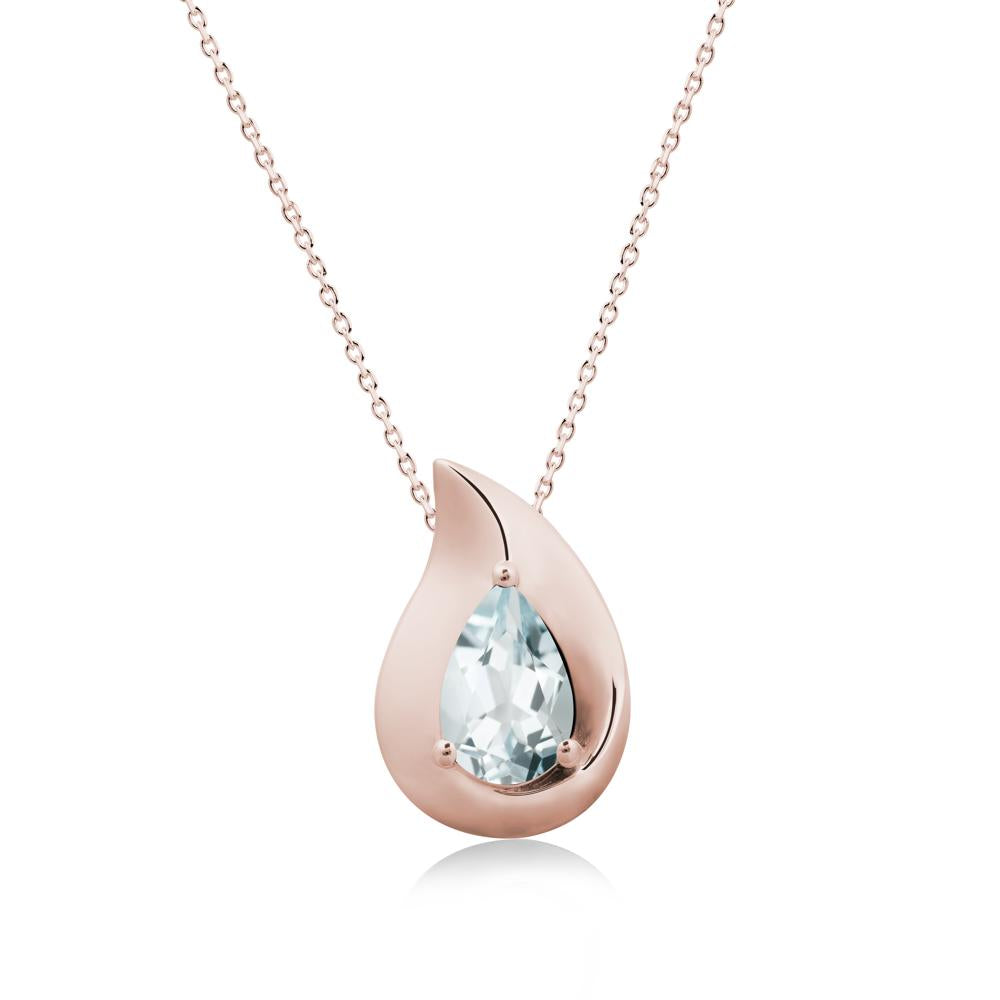 Simple Teardrop Aquamarine Pendant - LUO Jewelry #metal_14k rose gold
