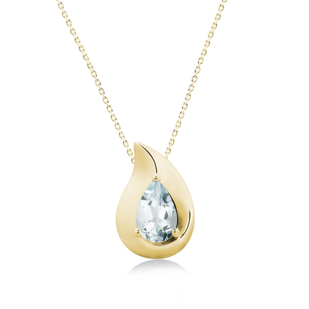 Simple Teardrop Aquamarine Pendant - LUO Jewelry #metal_18k yellow gold