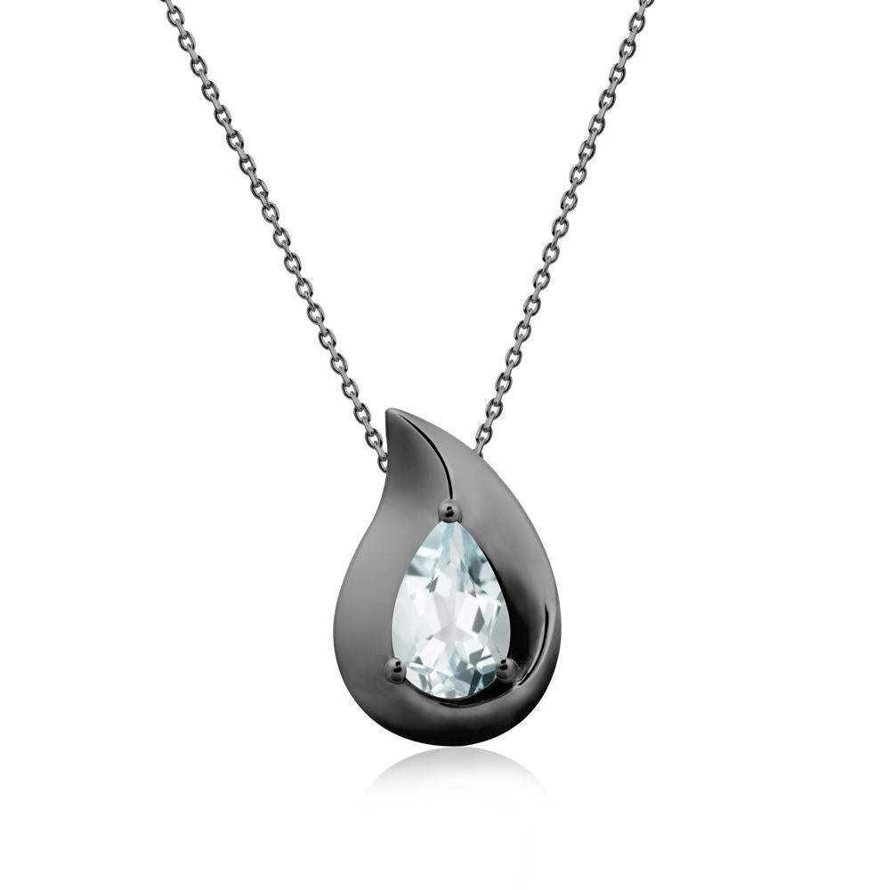 Simple Teardrop Aquamarine Pendant - LUO Jewelry #metal_black finish sterling silver