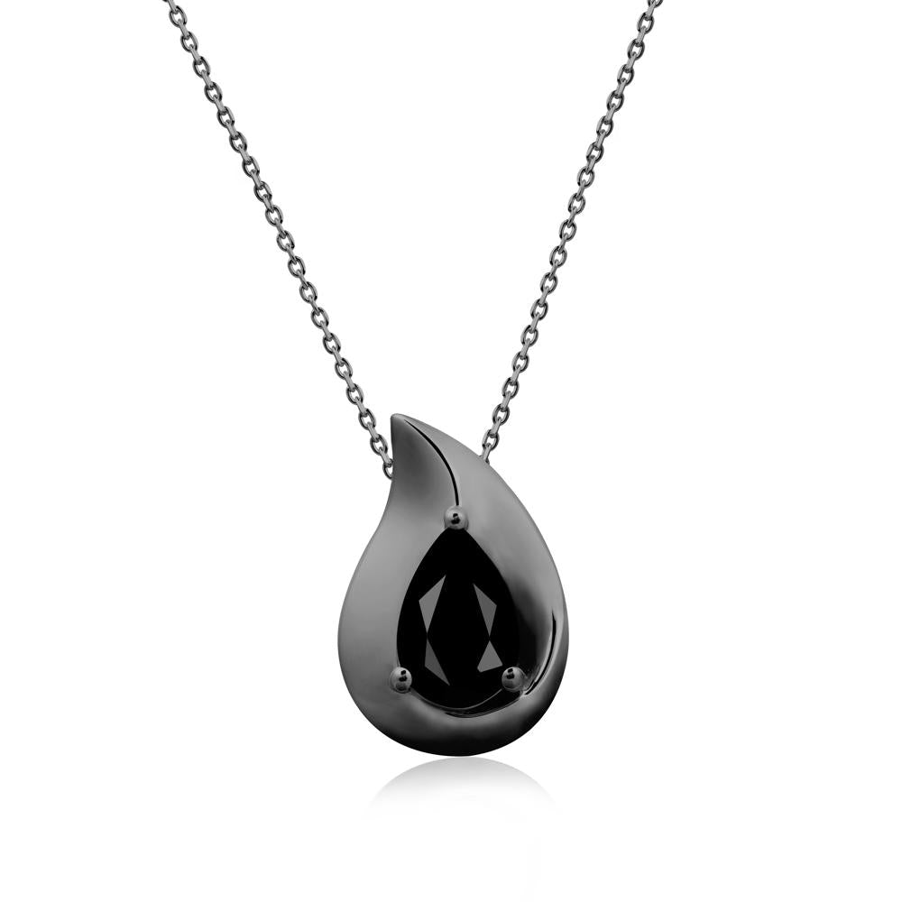 Simple Teardrop Black Spinel Necklace - LUO Jewelry #metal_black finish sterling silver
