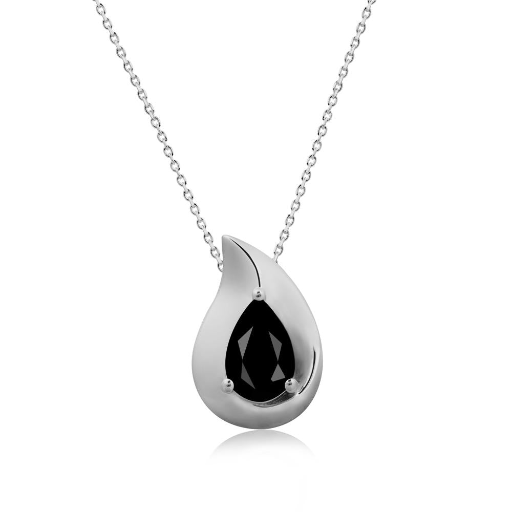 Simple Teardrop Black Spinel Necklace - LUO Jewelry #metal_platinum