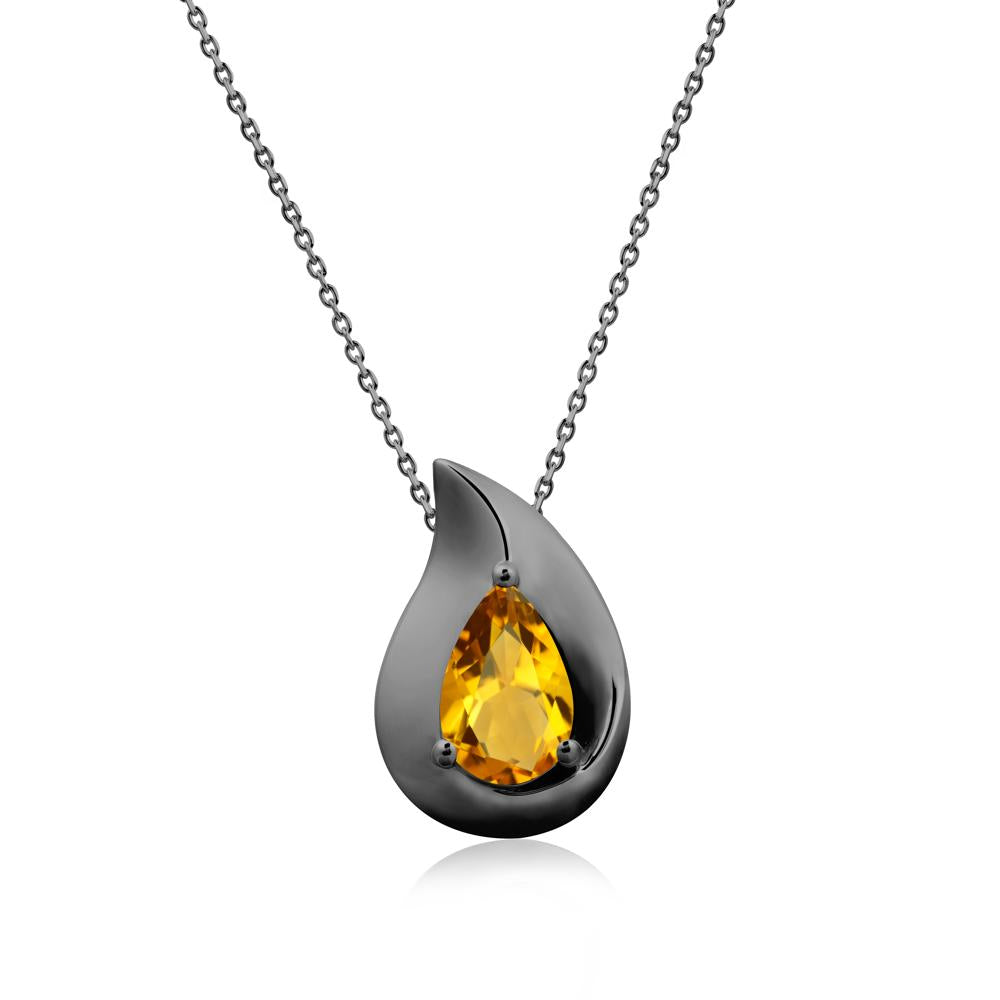 Simple Teardrop Citrine Pendant - LUO Jewelry #metal_black finish sterling silver