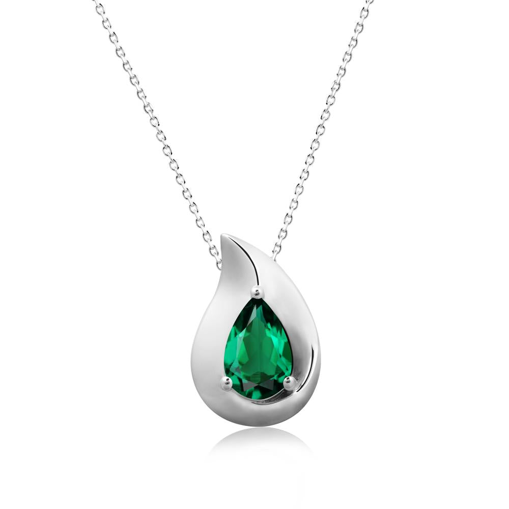 Simple Teardrop Emerald Necklace - LUO Jewelry #metal_sterling silver